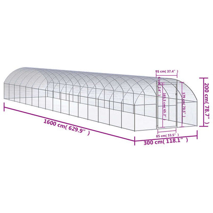 Vidaxl Gallinero De Exterior De Acero Galvanizado 3x16x2 M_2