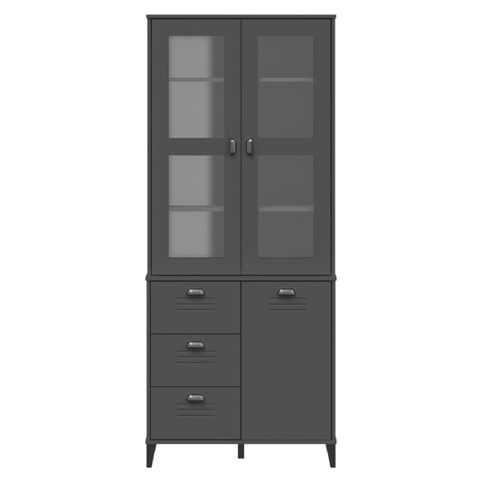 Aparador Alto Viken Madera De Pino Gris Antracita 80x40x190 Cm / Vetonek_0