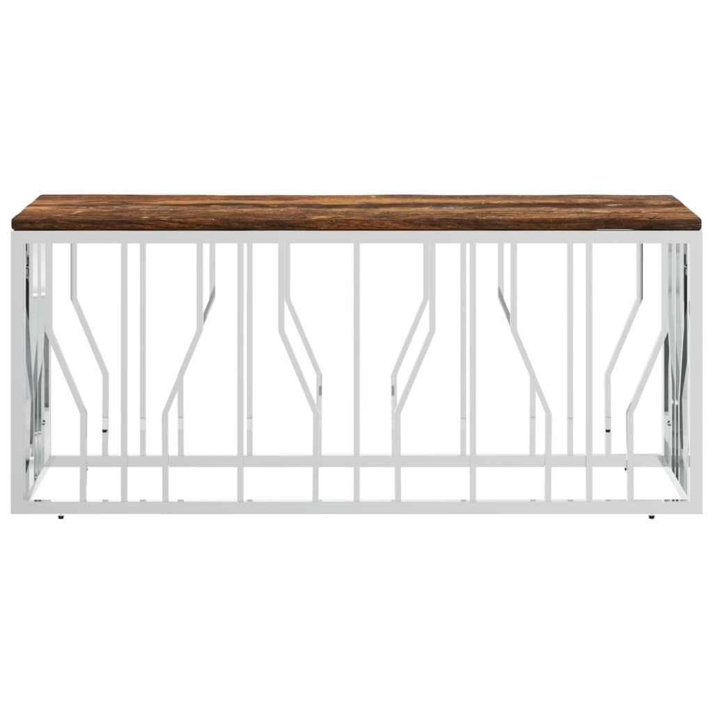 Mesa De Centro Acero Inoxidable Y Madera Maciza Reciclada._1