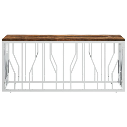 Mesa De Centro Acero Inoxidable Y Madera Maciza Reciclada._1