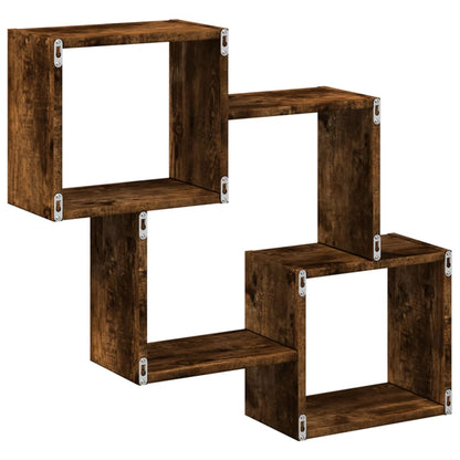 Armario De Pared Madera Ingeniería Roble Ahumado 78x18x71 Cm / Vetonek_4