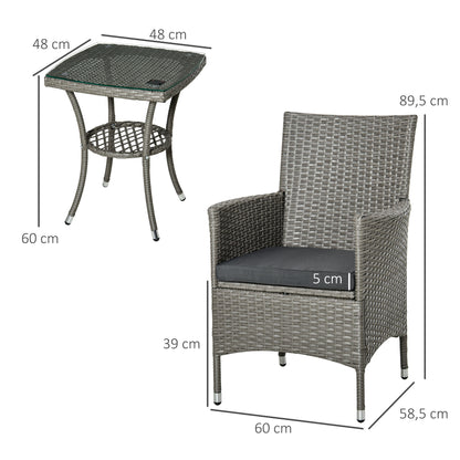 Outsunny Conjunto Muebles Para Exterior Con 1 Mesa 2 Sillas Con Cojines Gris_2