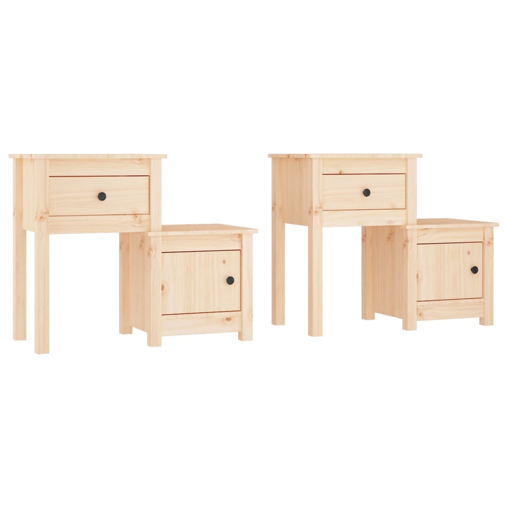 Mesitas De Noche 2 Uds Madera Maciza De Pino 79,5x38x65,5 Cm_0
