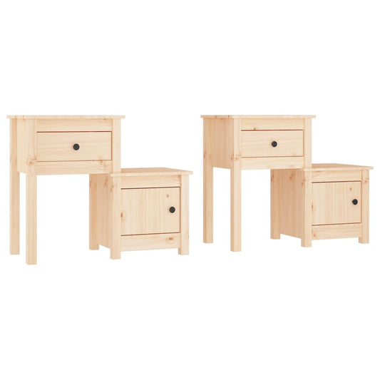 Mesitas De Noche 2 Uds Madera Maciza De Pino 79,5x38x65,5 Cm_0
