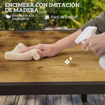 Outsunny Mesa De Jardín Extensible 160-240 Cm Con Borde De Aluminio Marrón_5