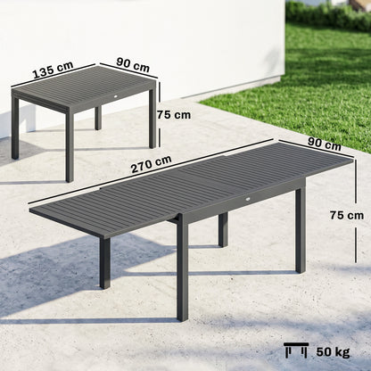 Outsunny Mesa De Jardín Extensible 135/270x90 Cm_2