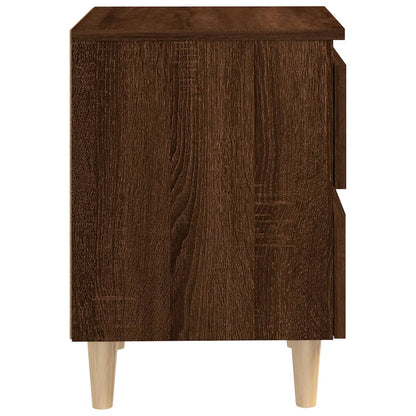 Mesita De Noche Patas De Madera Maciza Roble Ahumado 40x35x50cm_4