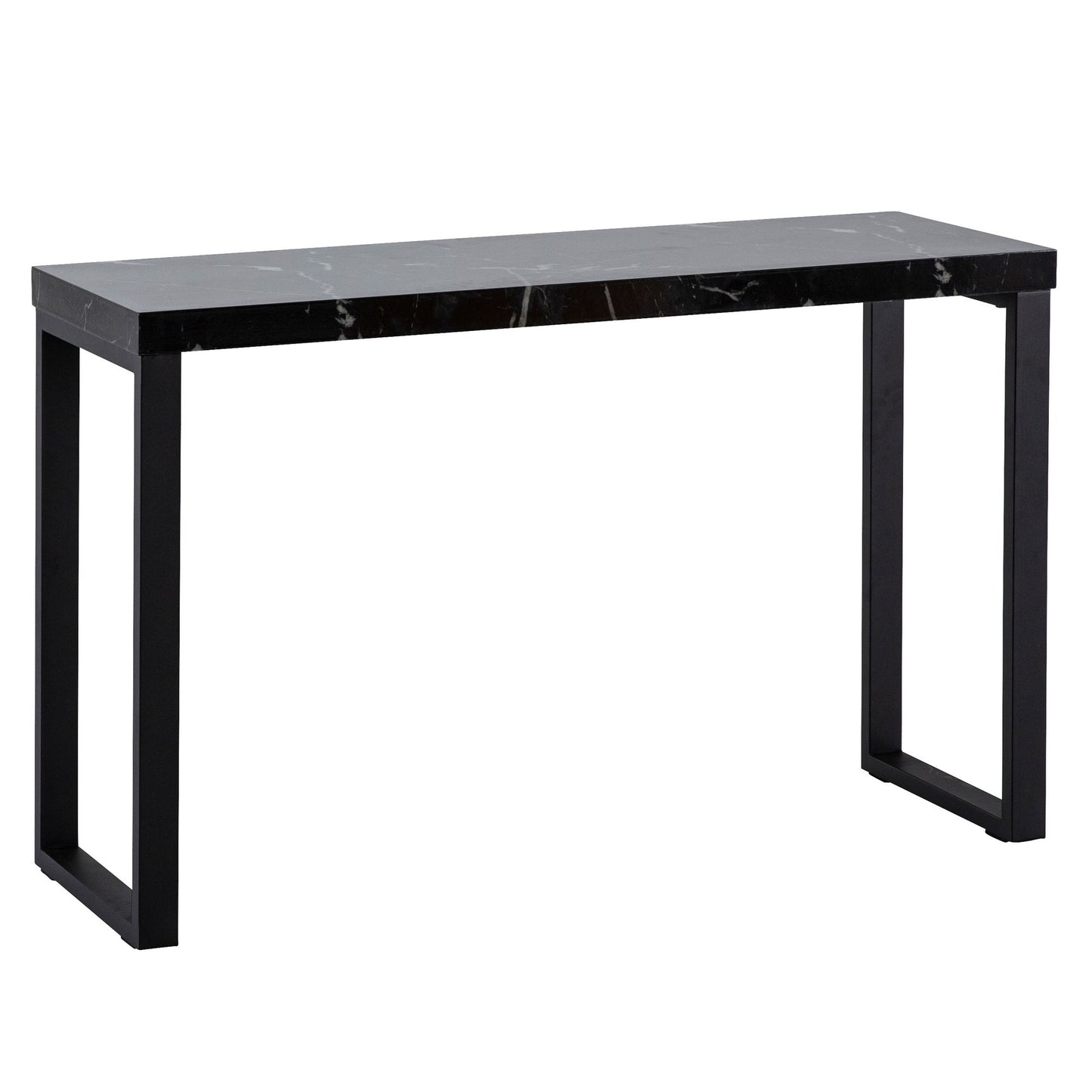 Mesa Consola Aspecto Mármol Negro Brillante 120x40x76 Cm_0