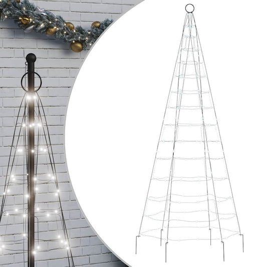 Vidaxl Árbol De Navidad En Asta De Bandera 200 Led Blanco Frío 180 Cm_0