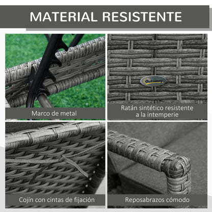 Outsunny Conjunto De 2 Tumbonas De Ratán Jardín Con Respaldo Ajustable Cojines_5