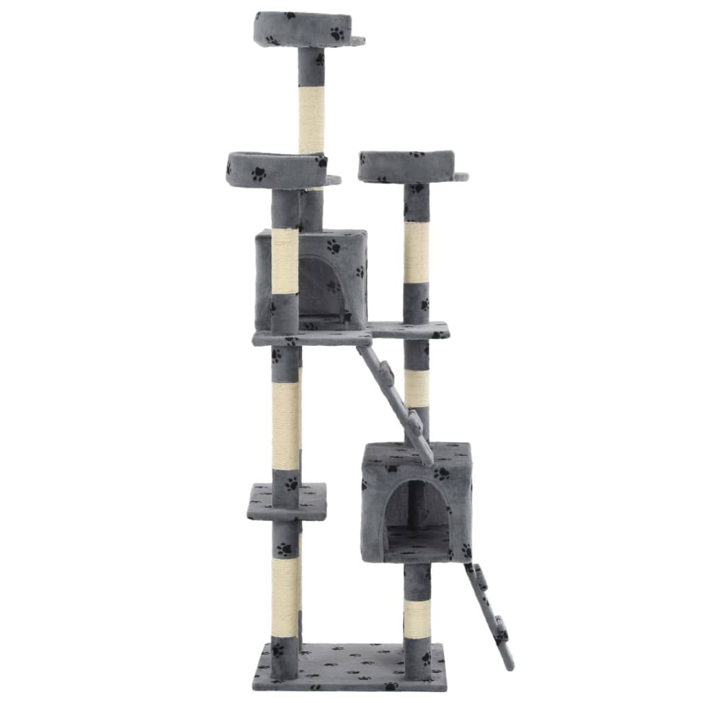 Vidaxl Rascador Para Gatos Poste Rascador De Sisal 170 Cm Huellas Gris_2