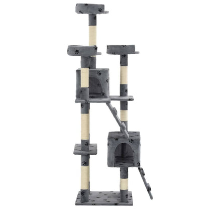 Vidaxl Rascador Para Gatos Poste Rascador De Sisal 170 Cm Huellas Gris_2