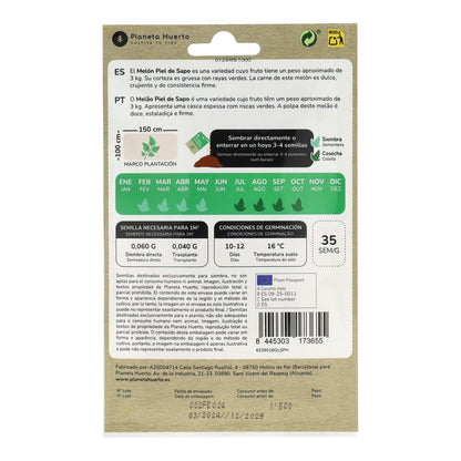 Semillas de Melón piel de sapo ecológicas Planeta Huerto