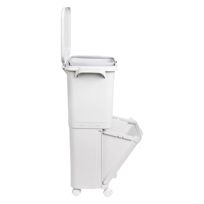 Papelera De Reciclaje Selectiva Con Pedal, Ruedas Y Asa 38l (24l + 14l) - Well Home_2