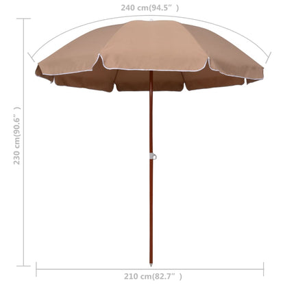 Vidaxl Sombrilla De Jardín Con Palo De Acero Taupe 240 Cm_4