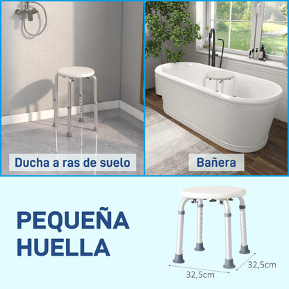 Homcom Taburete De Ducha Con Altura Regulable Antideslizante Carga 136 Kg_2