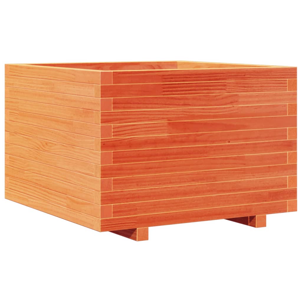 Jardinera Madera Maciza De Pino Marrón Cera 70x70x49,5 Cm_0