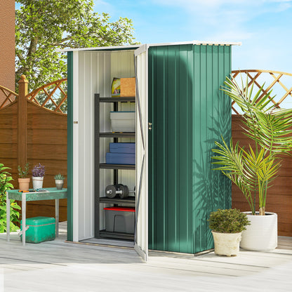 Outsunny Caseta De Jardín 1,07m² 142x86x189cm Metálico Con Puerta Verde_1