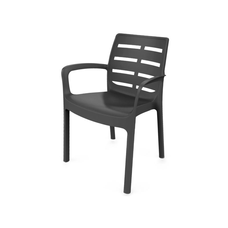 Pack 4 Sillas De Exterior Maui Apilables, Polipropileno, Antracita, 61 X 82 X 54_5
