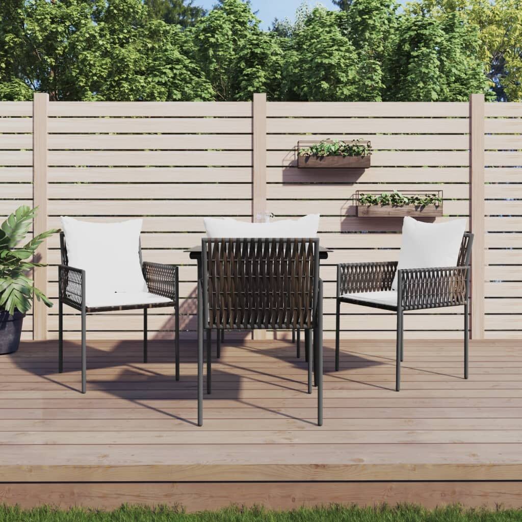 Vidaxl Sillas Jardín Y Cojines 4 Uds Ratán Sintético Marrón 54x61x83cm_1