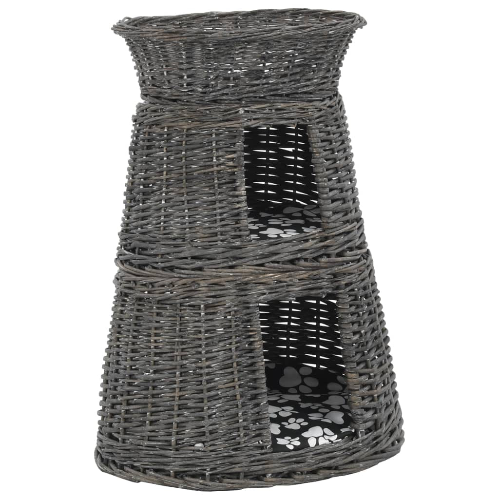 Vidaxl Cestas De Gatos 3 Uds Con Cojines Sauce Natural Gris 47x34x60cm_0