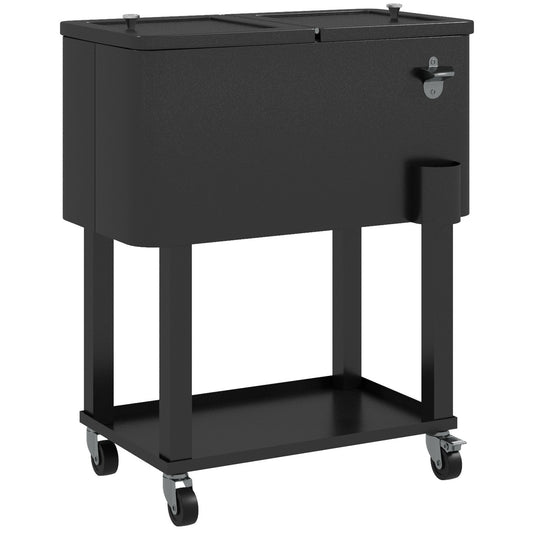 Outsunny Carro De Bebidas Refrigerado 56l Con Ruedas 67x35x80 Cm Negro_0