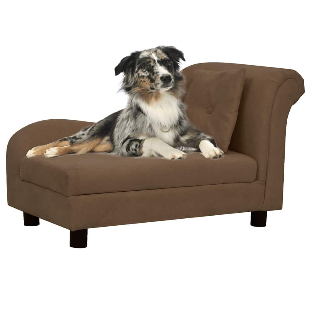 Vidaxl Sofá Para Perros Con Almohada Marrón Felpa 83x44x44 Cm_1