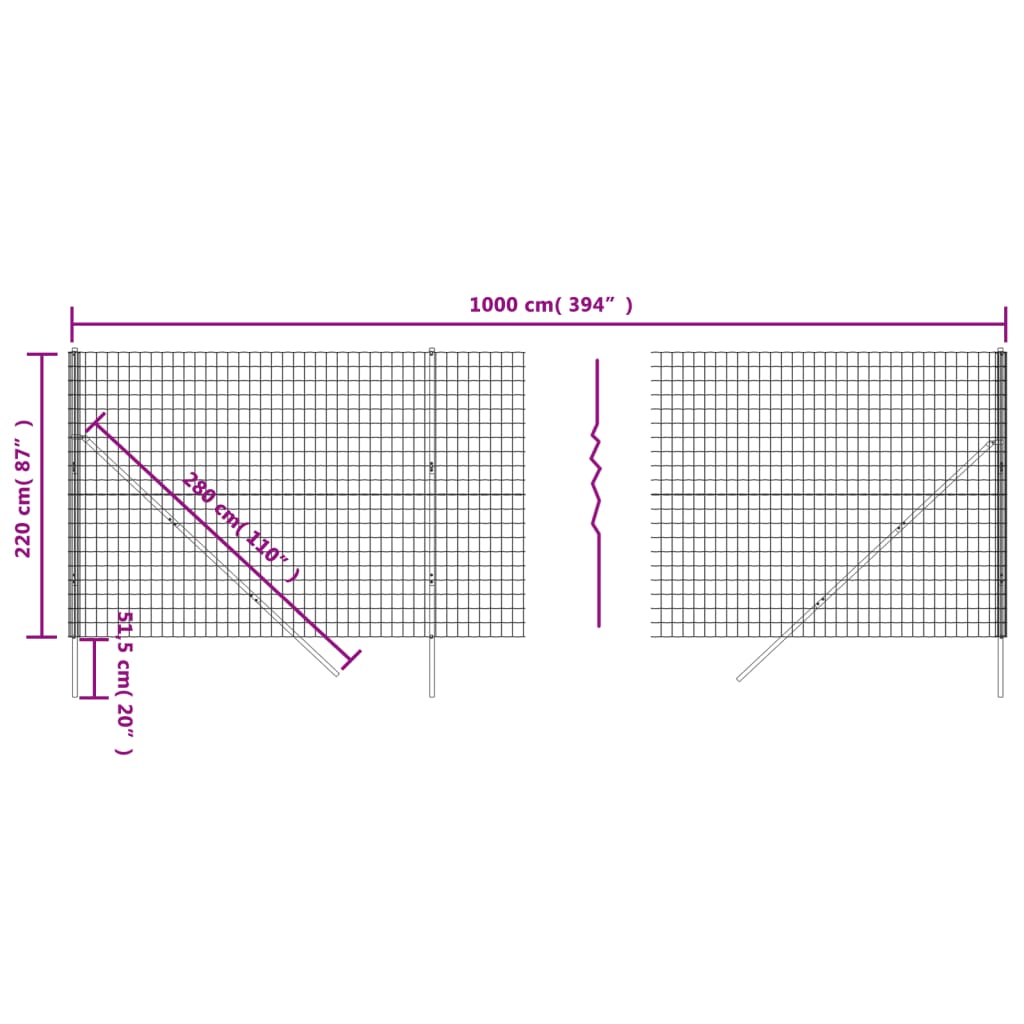 Cerca De Alambre De Acero Galvanizado Verde 2,2x10 M / Vetonek_1