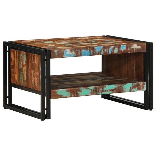 Mesa De Centro Multicolor 70x50x38 Cm Madera Maciza Reciclada_0