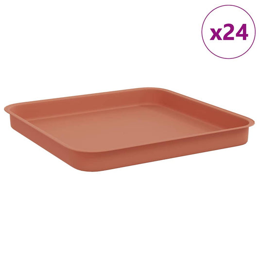 Bandeja Cuadrada Para Flores 24 Pcs Rojo Ladrillo Plástico_0