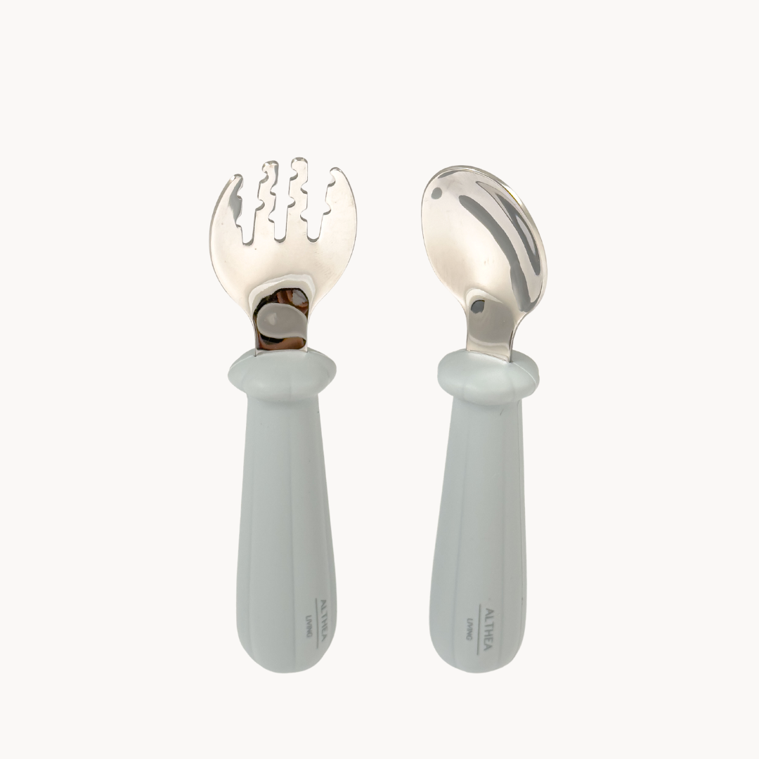 Juego De Tenedor Y Cuchara - Gris Perla._0