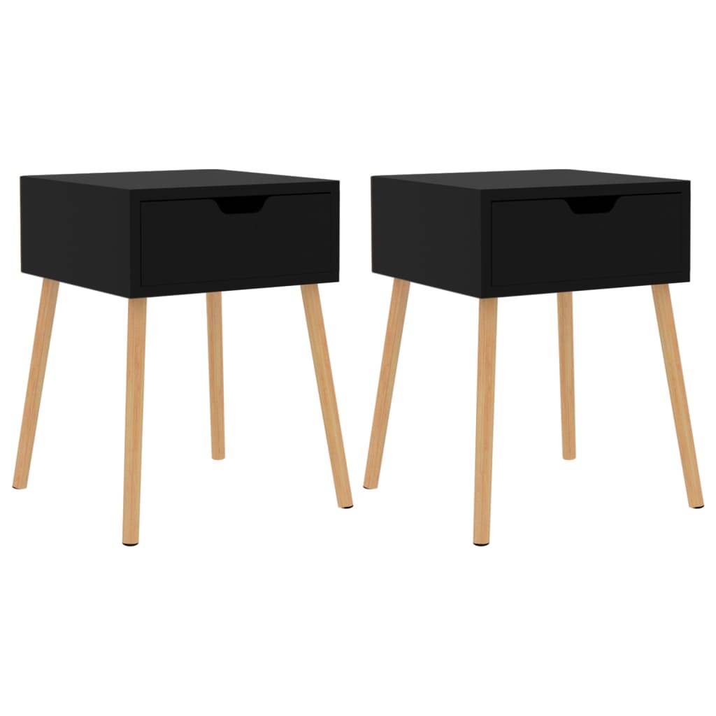 Mesitas De Noche 2 Uds Madera De Ingeniería Negra 40x40x56 Cm_0