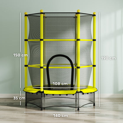 Homcom Cama Elástica Infantil Ø140 Cm Para Niños De 3-10 Años Amarillo_2