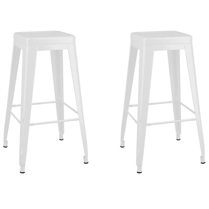 Taburetes De Bar Apilables 2 Unidades De Metal Blanco_0