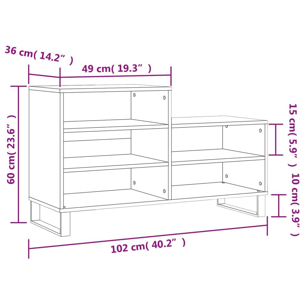 Vidaxl Mueble Zapatero Madera Contrachapada Gris Sonoma 102x36x60 Cm_2