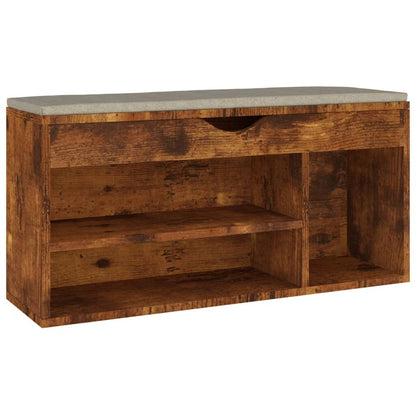 Vidaxl Banco Zapatero Con Cojín Madera Ingeniería Roble Ahumado_0
