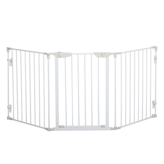 Pawhut Barrera Para Perros Plegable De 3 Paneles Con Cierre Inteligente Blanco_0