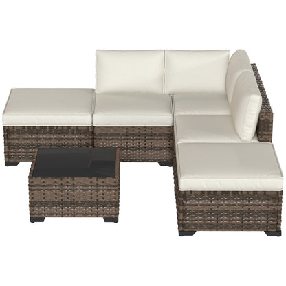 Outsunny Conjunto Muebles Jardín Exterior De Ratán 6 Piezas Cojines Marrón_4