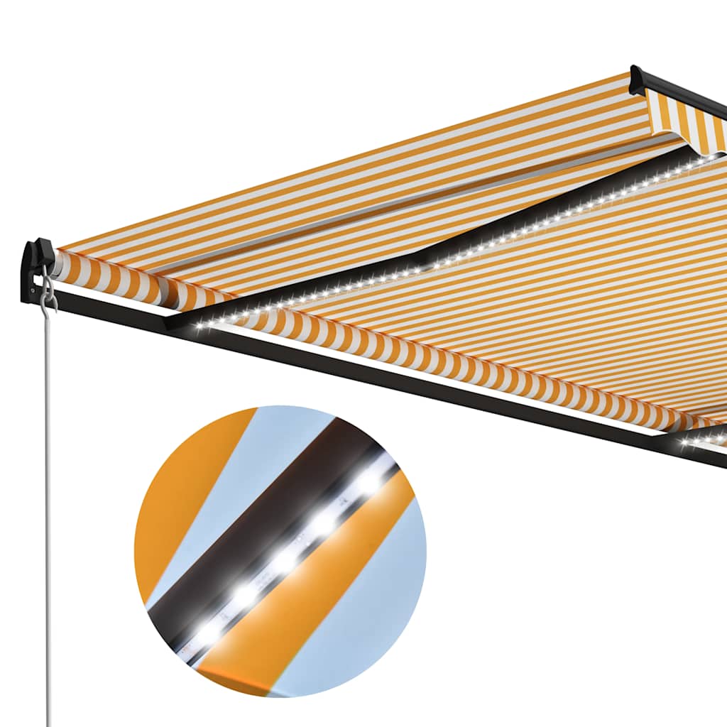 Toldo Manual Retráctil Con Led Amarillo Y Blanco 300x250 Cm_4