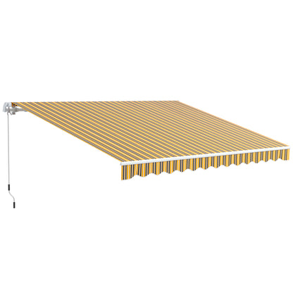 Outsunny Toldo Manual Retráctil 350x250 Cm Con Manivela De Metal Gris Y Amarillo_0