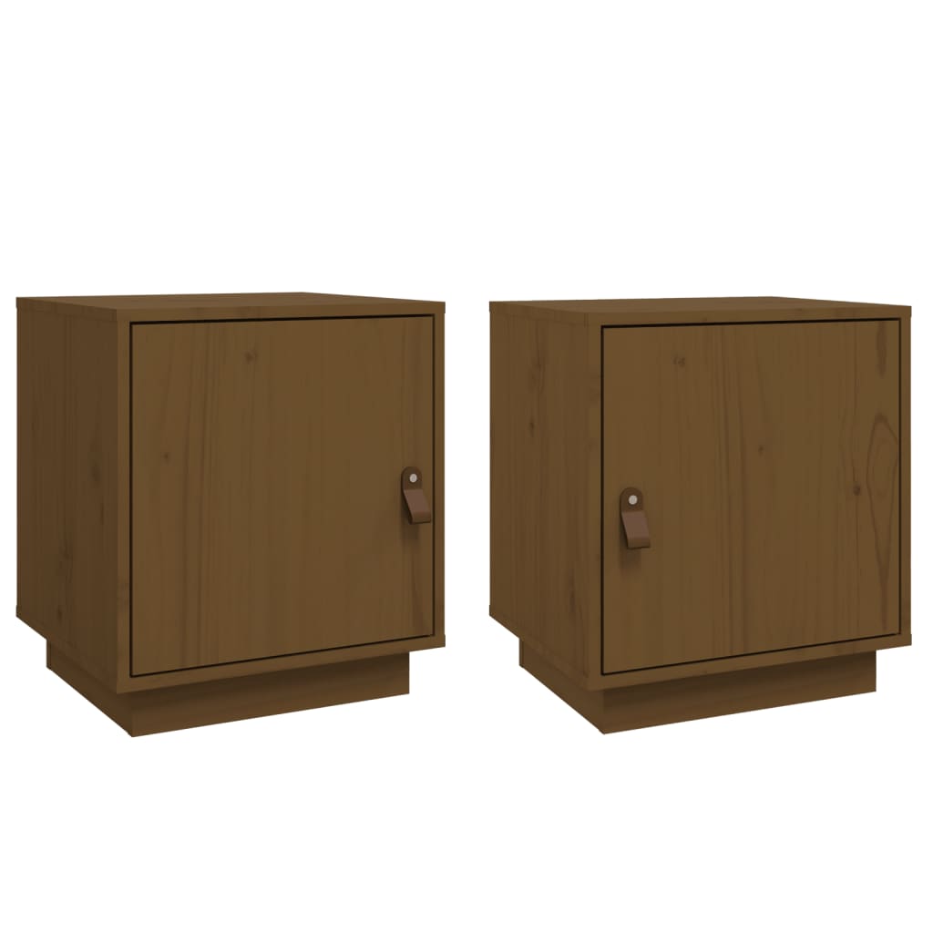 Mesitas De Noche 2 Uds Madera De Pino Marrón Miel 40x34x45 Cm_0