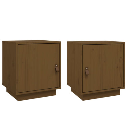 Mesitas De Noche 2 Uds Madera De Pino Marrón Miel 40x34x45 Cm_0