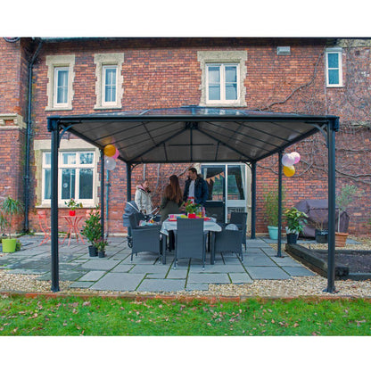 Cenador Martinique 5000 Gazebo De Aluminio gris Con Vidriado De policarbonato bronce