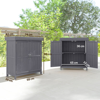 Outsunny Armario De Jardín De Madera Con 2 Puertas Techo Asfáltico 74x43x88 Cm_2