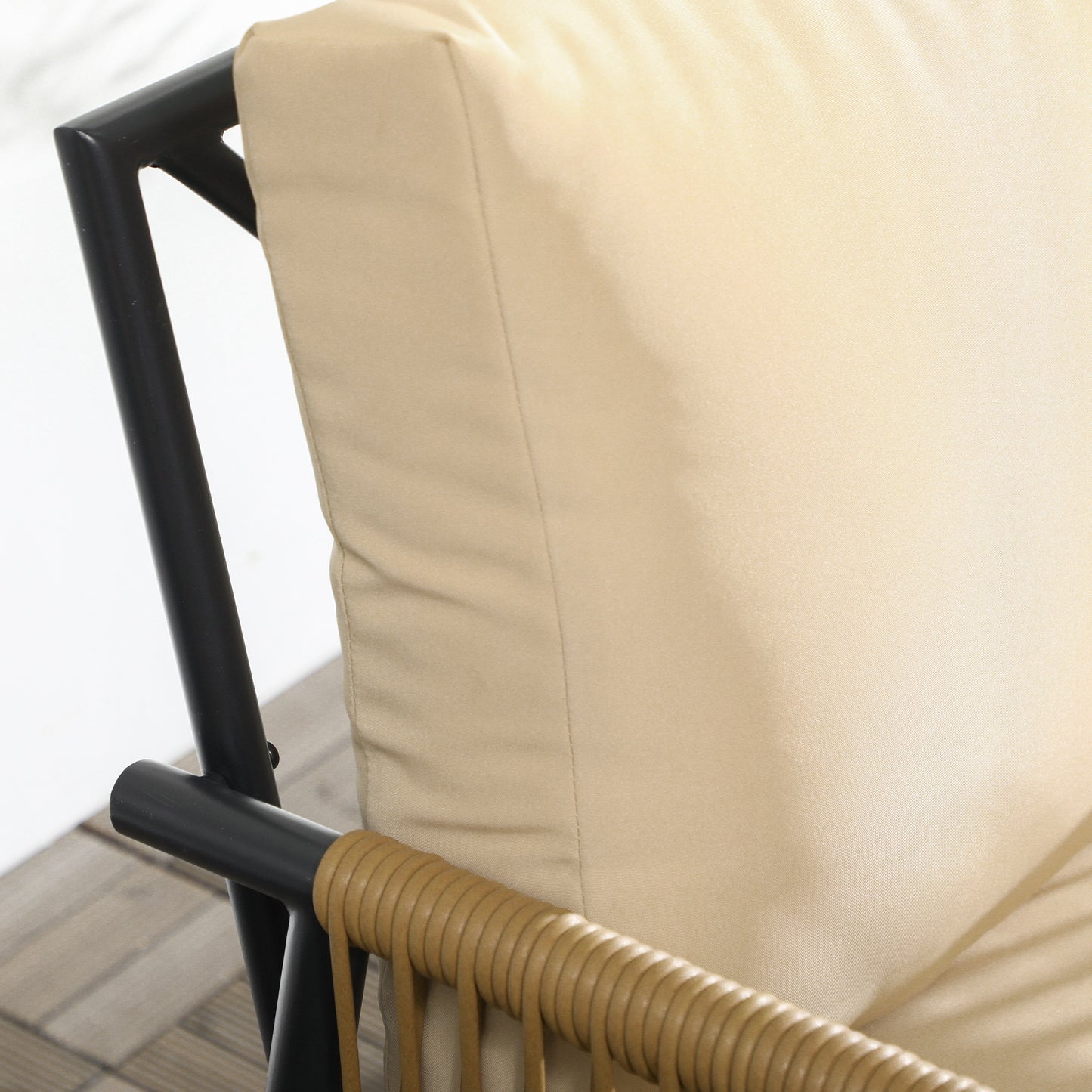 Outsunny Conjunto De Mesa Y Sillas De Jardín Exterior De 3 Piezas Negro Y Beige_3