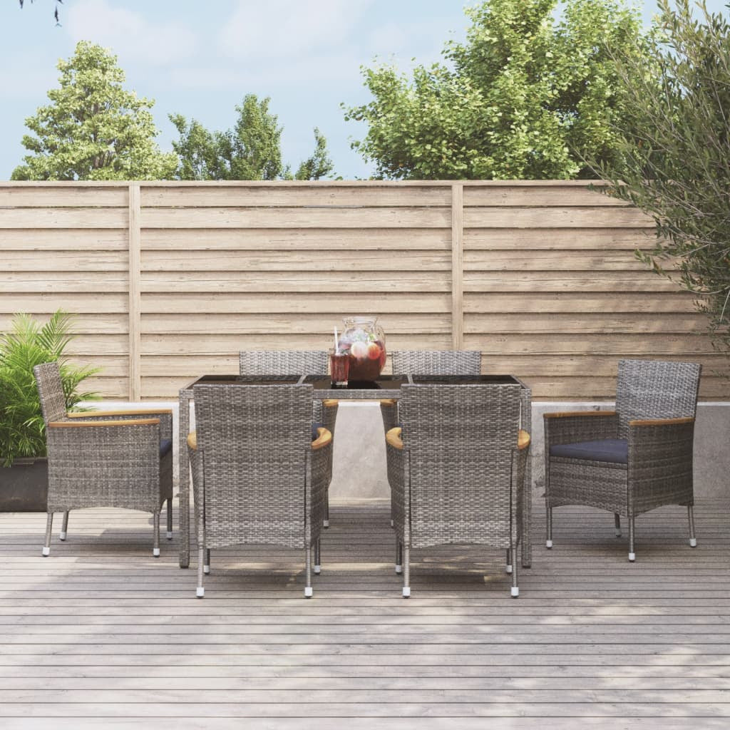 Vidaxl Set Comedor Jardín 7 Pzas Y Cojines Ratán Sintético Gris_1