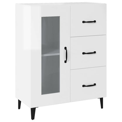 Aparador De Madera Contrachapada Blanco Brillante 69,5x34x90 Cm / Vetonek_4