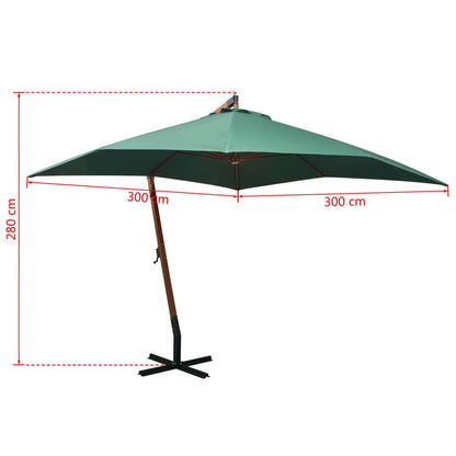 Vidaxl Sombrilla Colgante Con Palo De Madera Verde 300x300 Cm_2