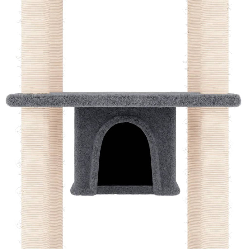 Vidaxl Rascador Para Gatos Con Postes De Sisal Gris Oscuro 169 Cm_5