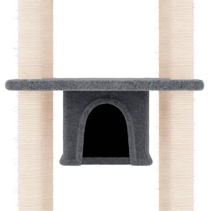 Vidaxl Rascador Para Gatos Con Postes De Sisal Gris Oscuro 169 Cm_5
